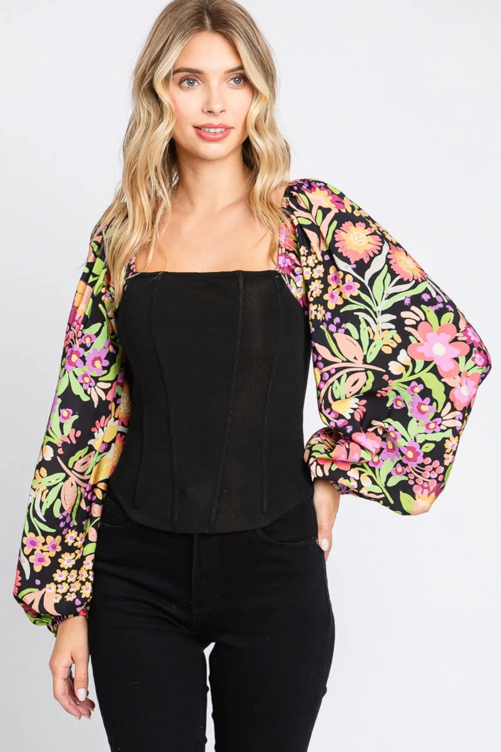 Oddi Floral Balloon Sleeve Blouse