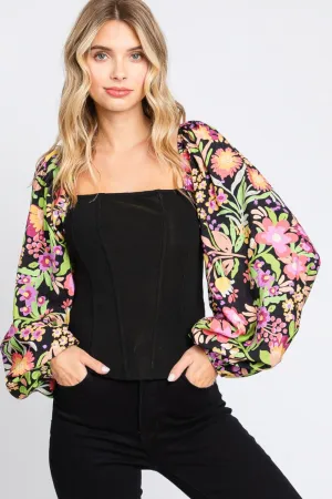 Oddi Floral Balloon Sleeve Blouse