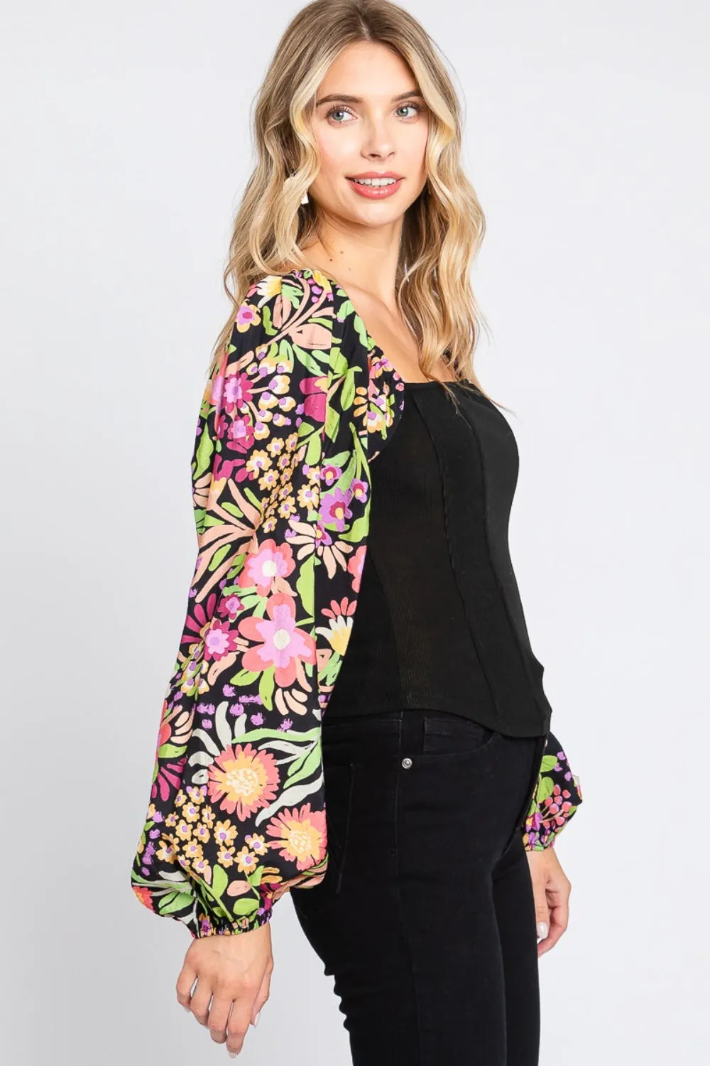 Oddi Floral Balloon Sleeve Blouse