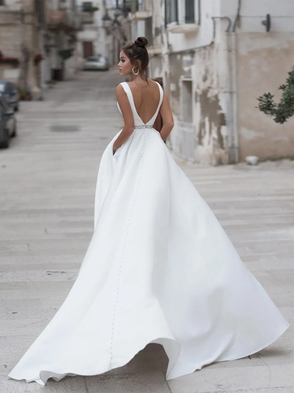 Off Shoulder Backless A-Line Wedding Dresses