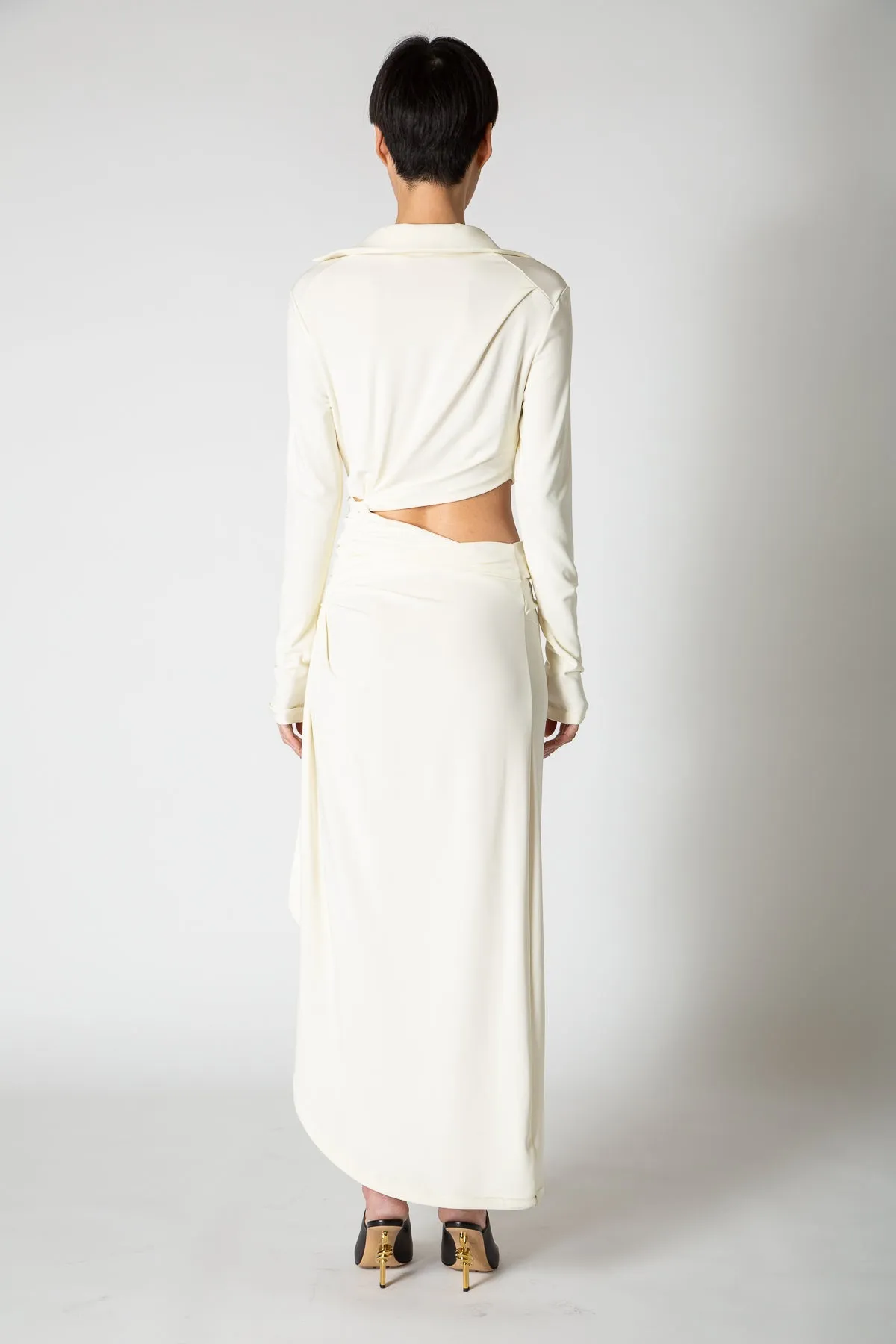 OFF-WHITE | VI-CREPE DRAPED DRESS