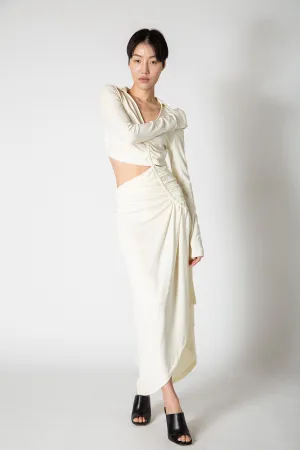 OFF-WHITE | VI-CREPE DRAPED DRESS