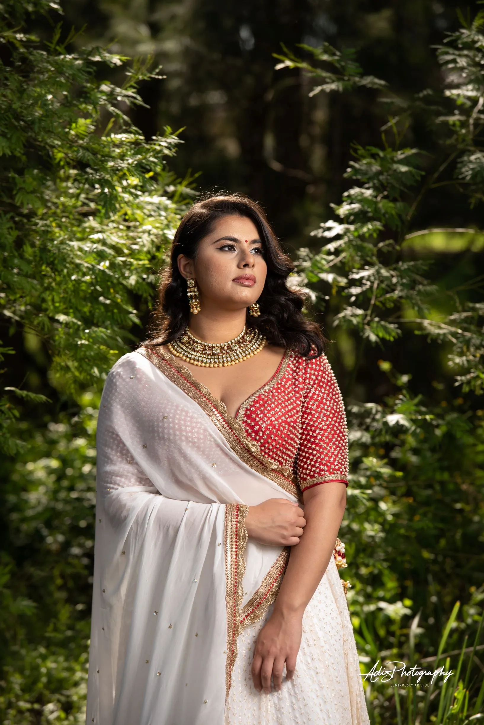 Offwhite and Red Lehenga Set from Gamila Collection