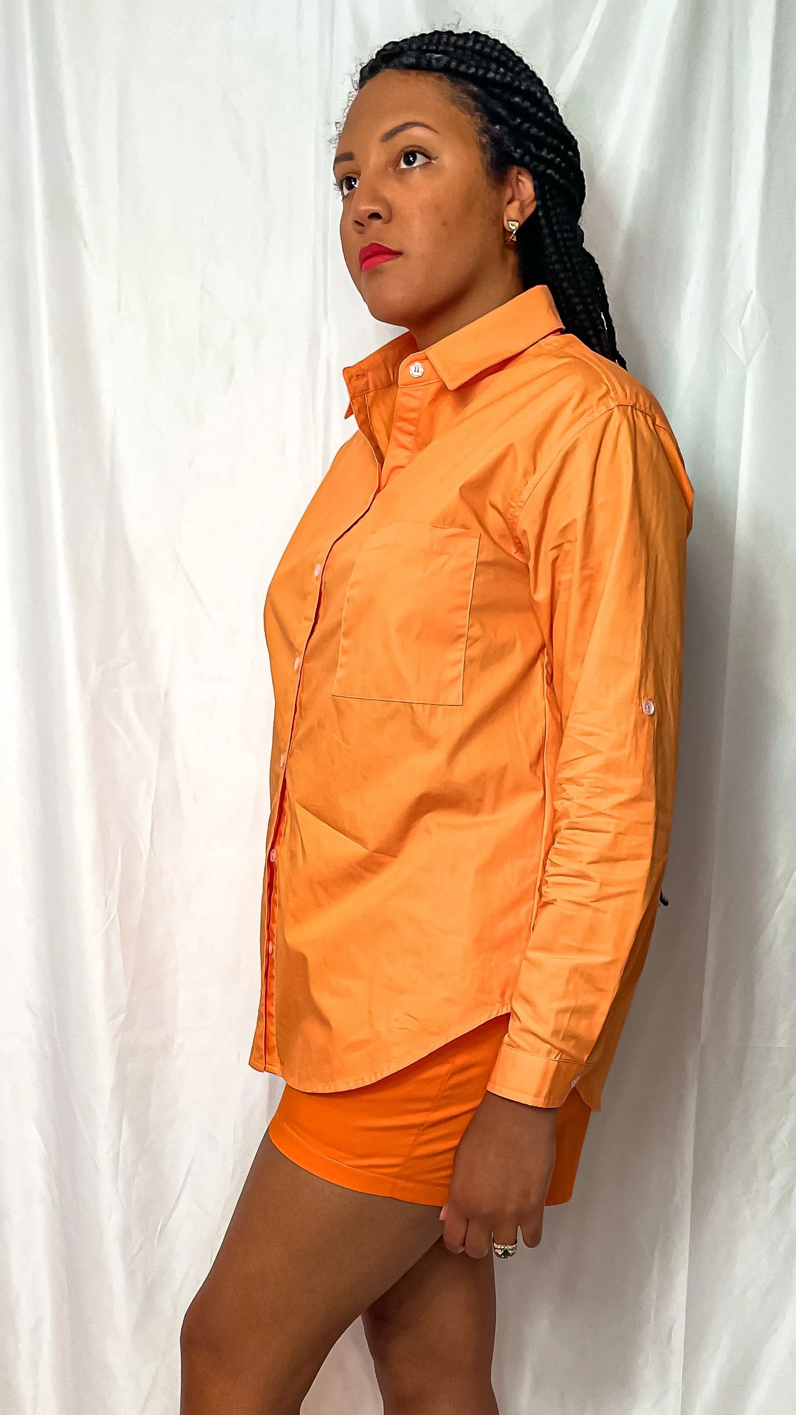 Olivia Button Down Shirt (Orange)