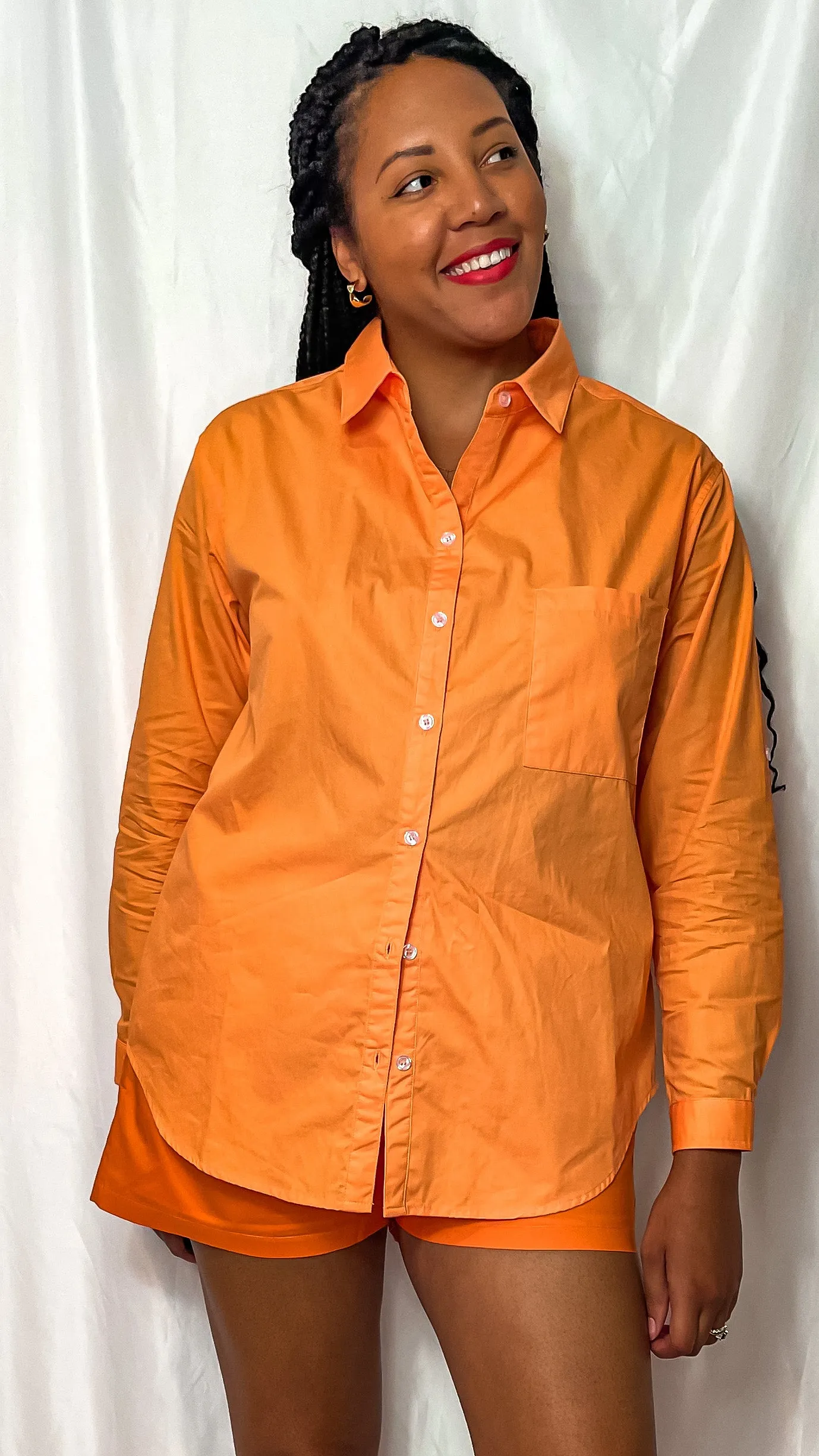 Olivia Button Down Shirt (Orange)