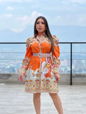 ORANGE FLORAL DRESS