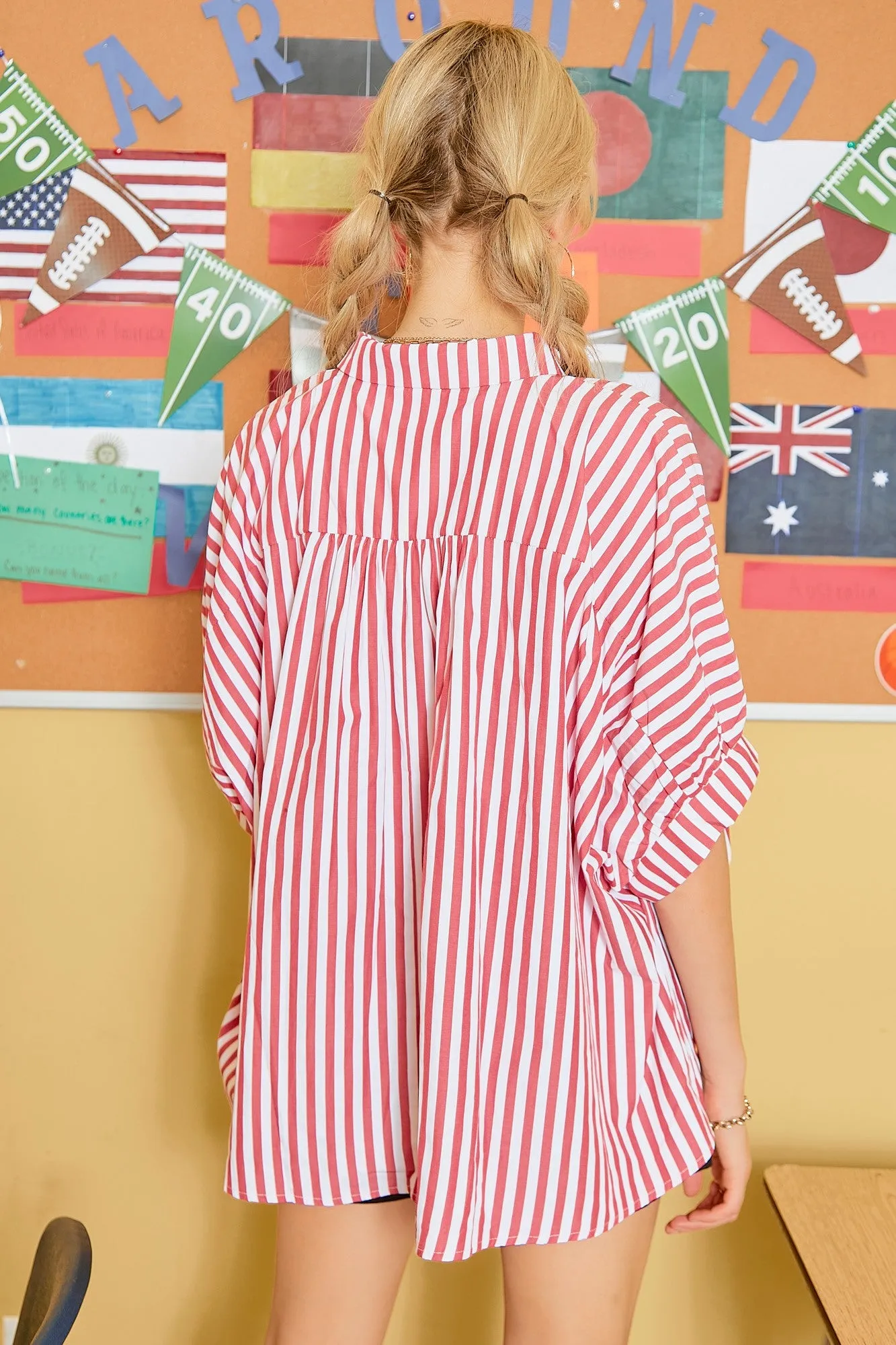 OVERSIZED BUTTON DOWN STRIPED SHIRT