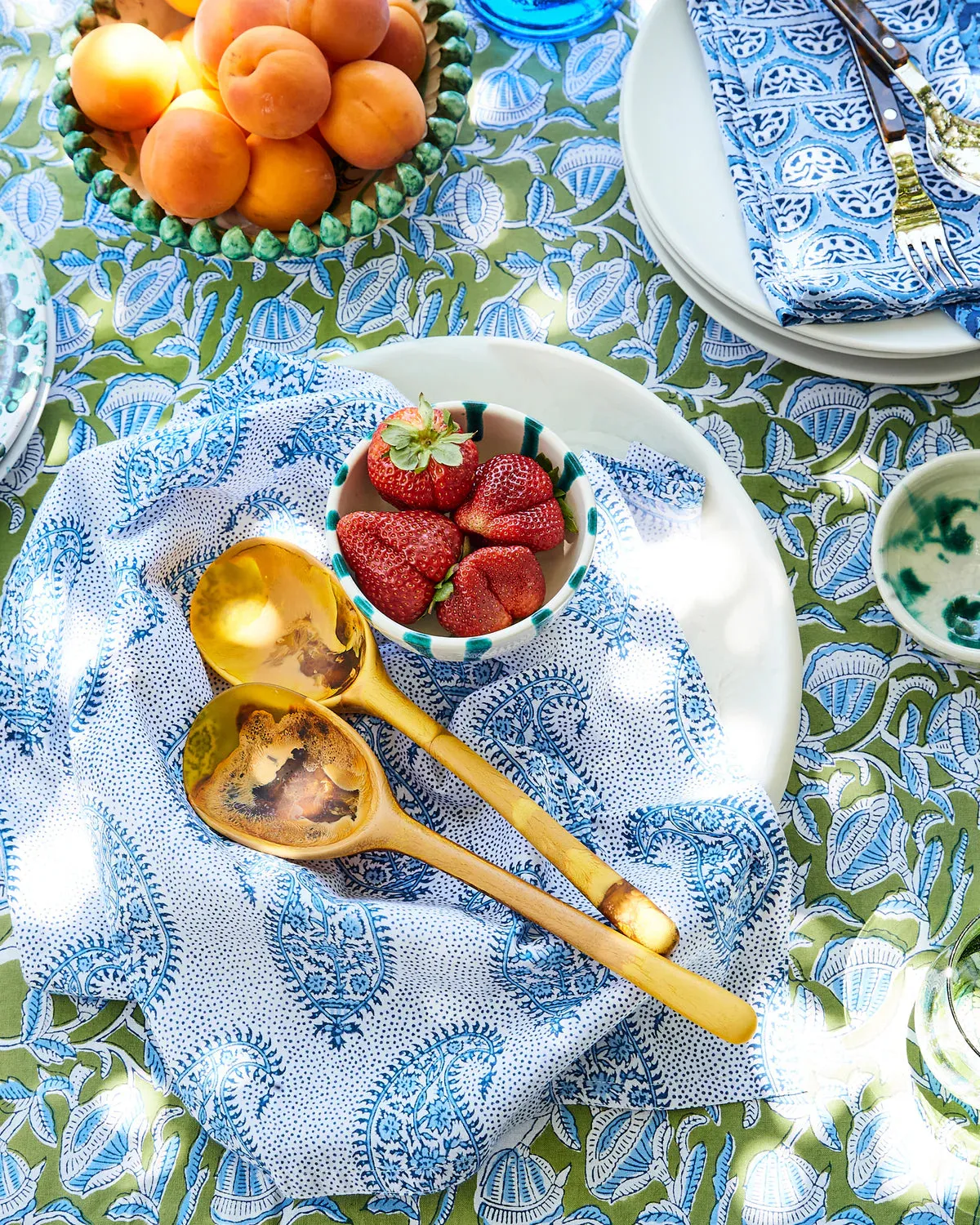 Paisley Aegean Block Print Napkin Set