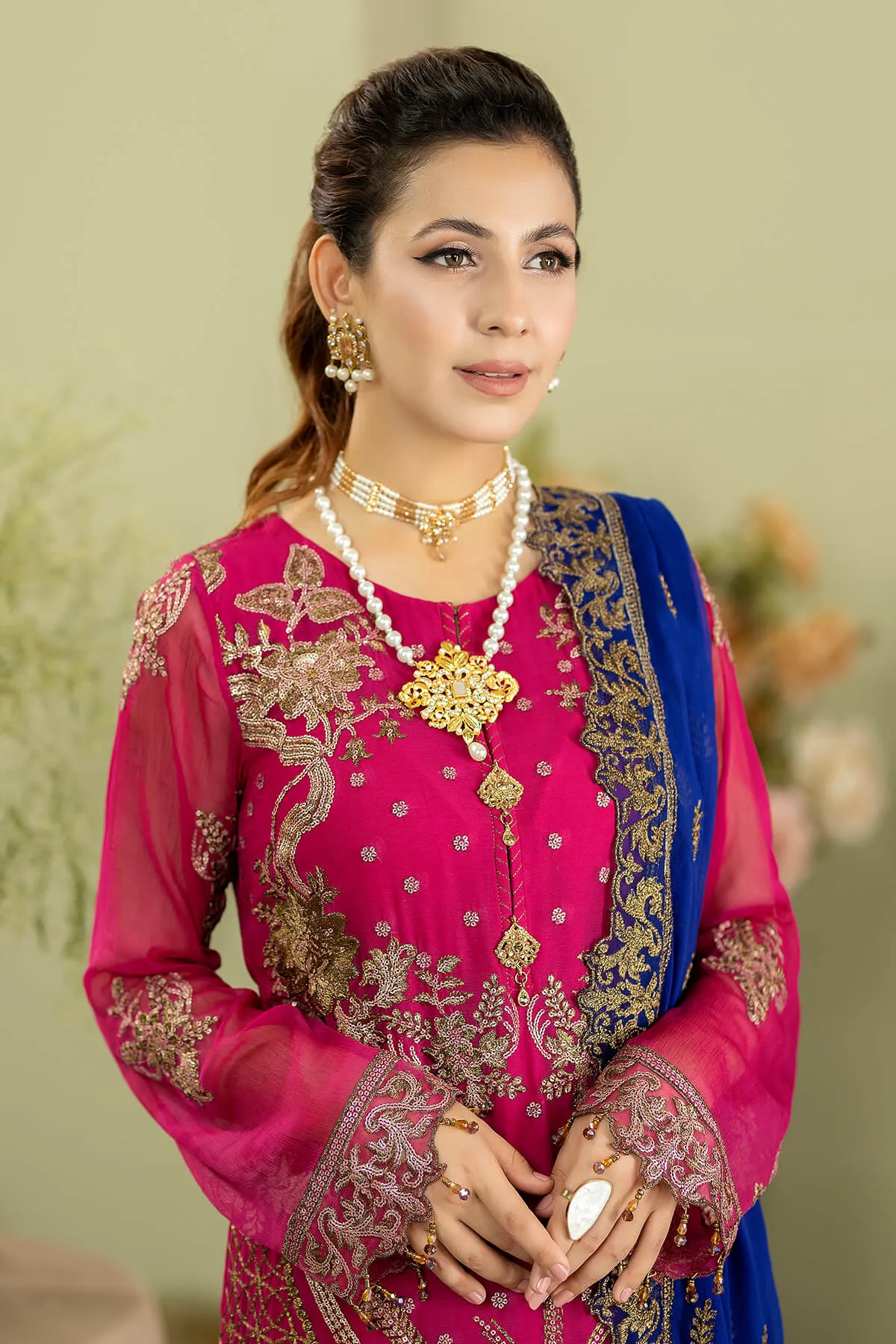 Pakistani Salwar Kameez Heavily Embroidered Shocking Pink Salwar Suit
