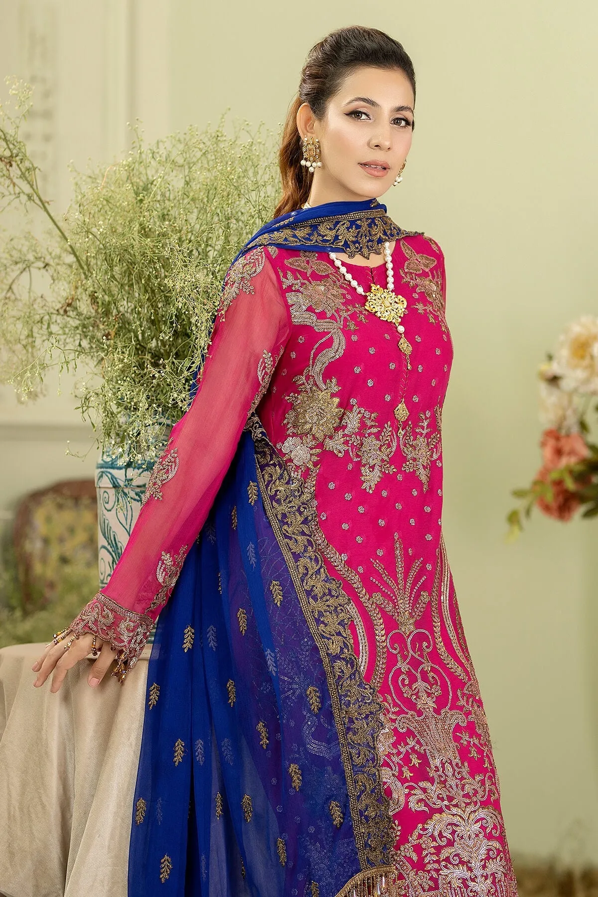 Pakistani Salwar Kameez Heavily Embroidered Shocking Pink Salwar Suit