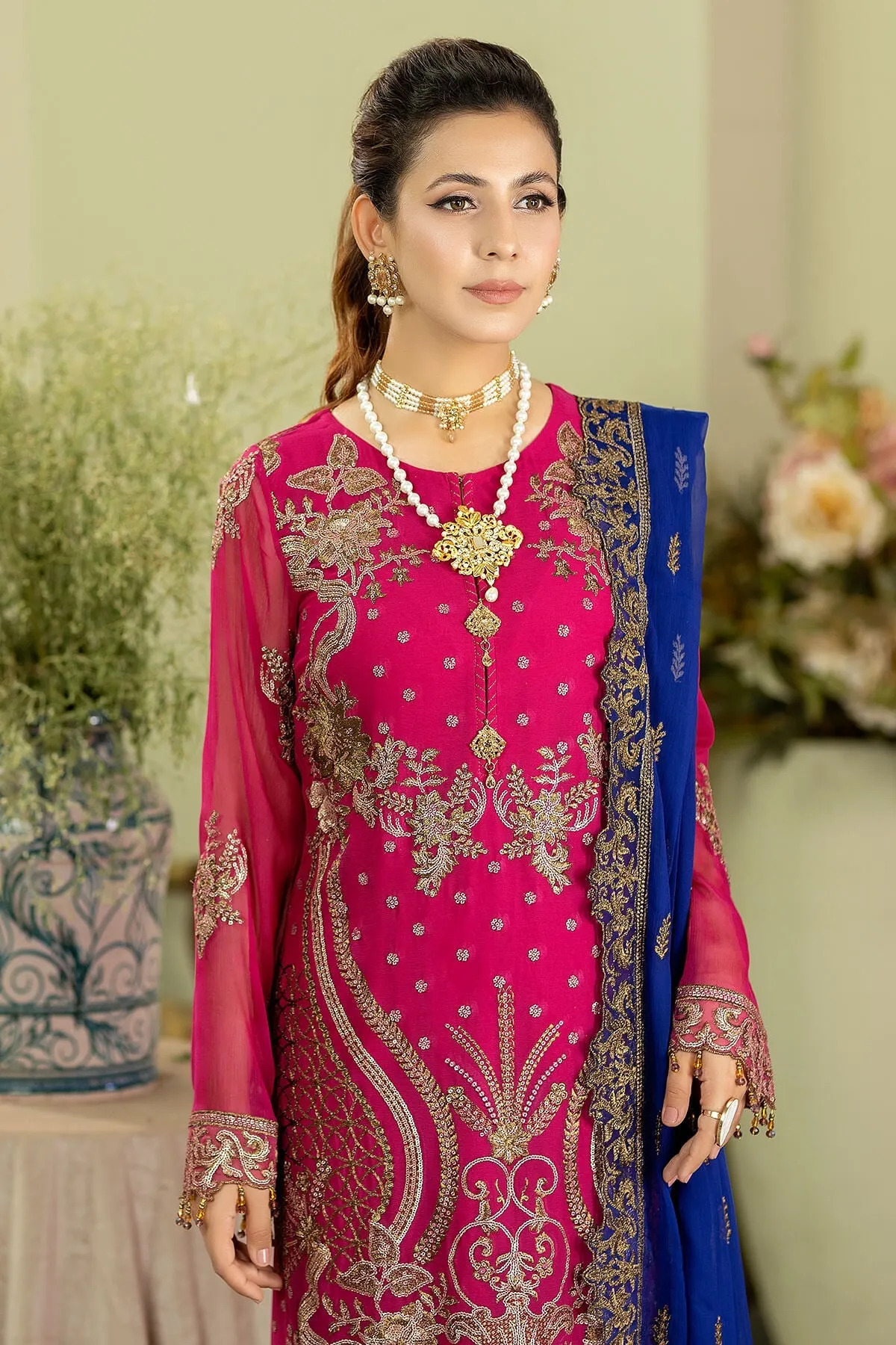 Pakistani Salwar Kameez Heavily Embroidered Shocking Pink Salwar Suit