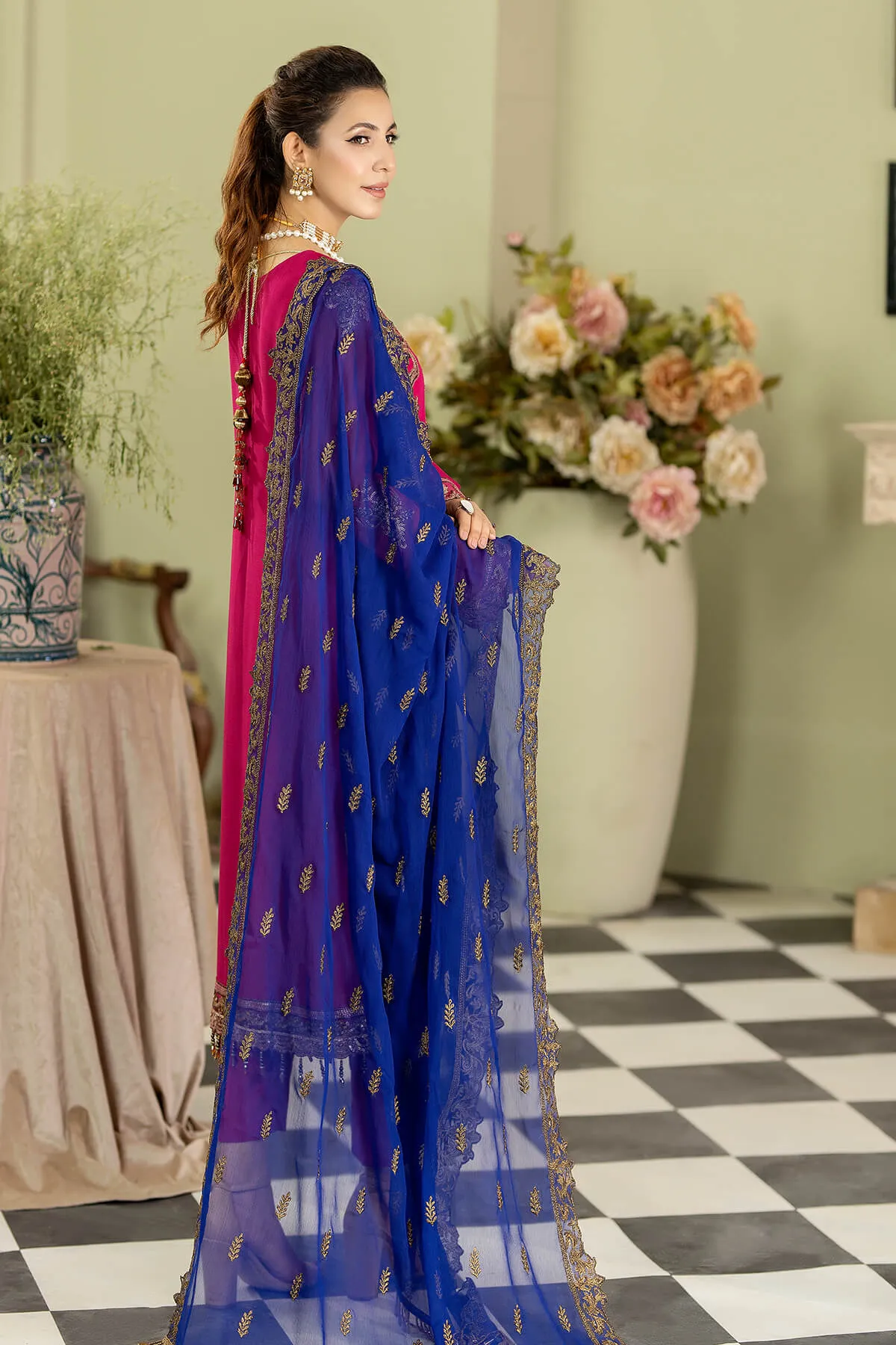 Pakistani Salwar Kameez Heavily Embroidered Shocking Pink Salwar Suit