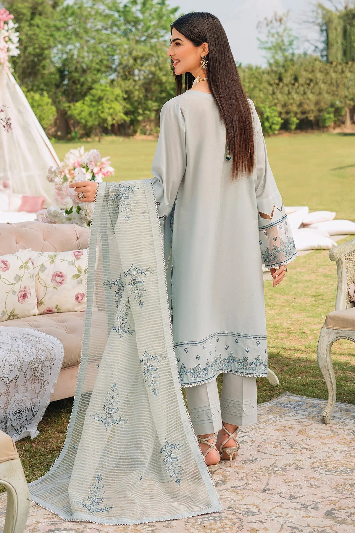 Pakistani Salwar Suit Embroidered Grey Salwar Kameez with Dupatta