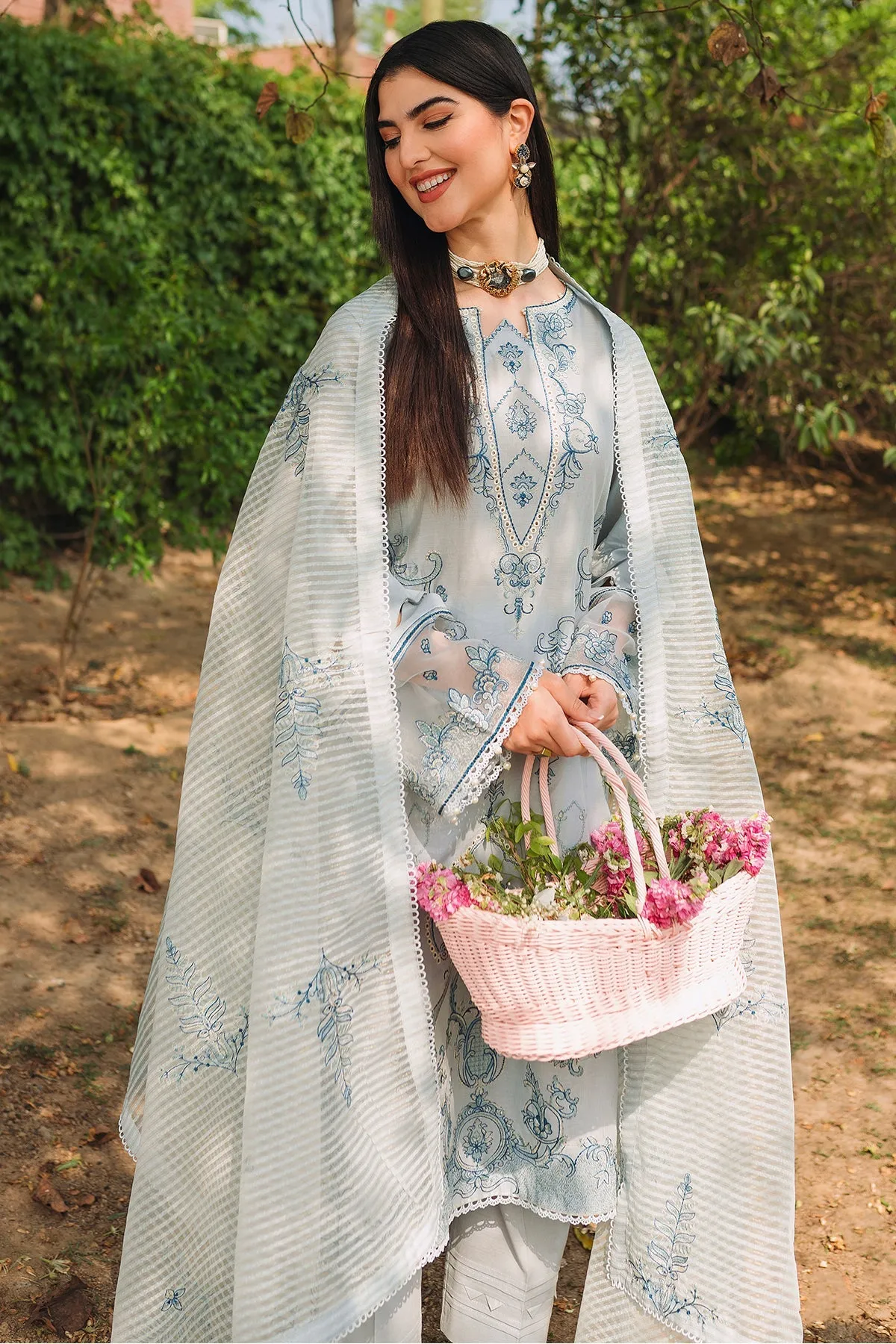 Pakistani Salwar Suit Embroidered Grey Salwar Kameez with Dupatta