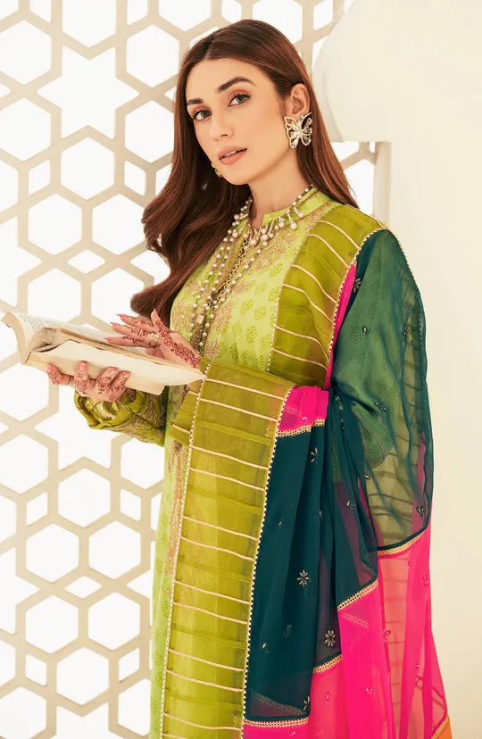 Parrot Green Embroidered Pakistani Salwar Kameez Dupatta Suit