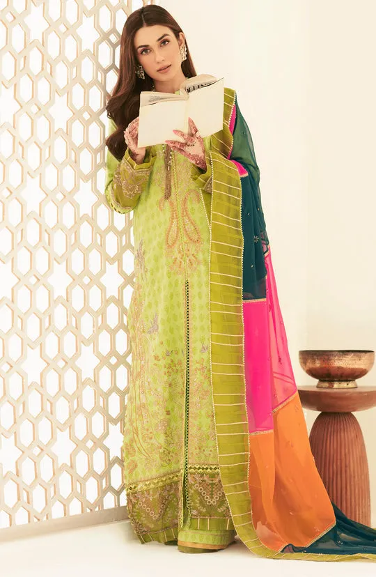 Parrot Green Embroidered Pakistani Salwar Kameez Dupatta Suit
