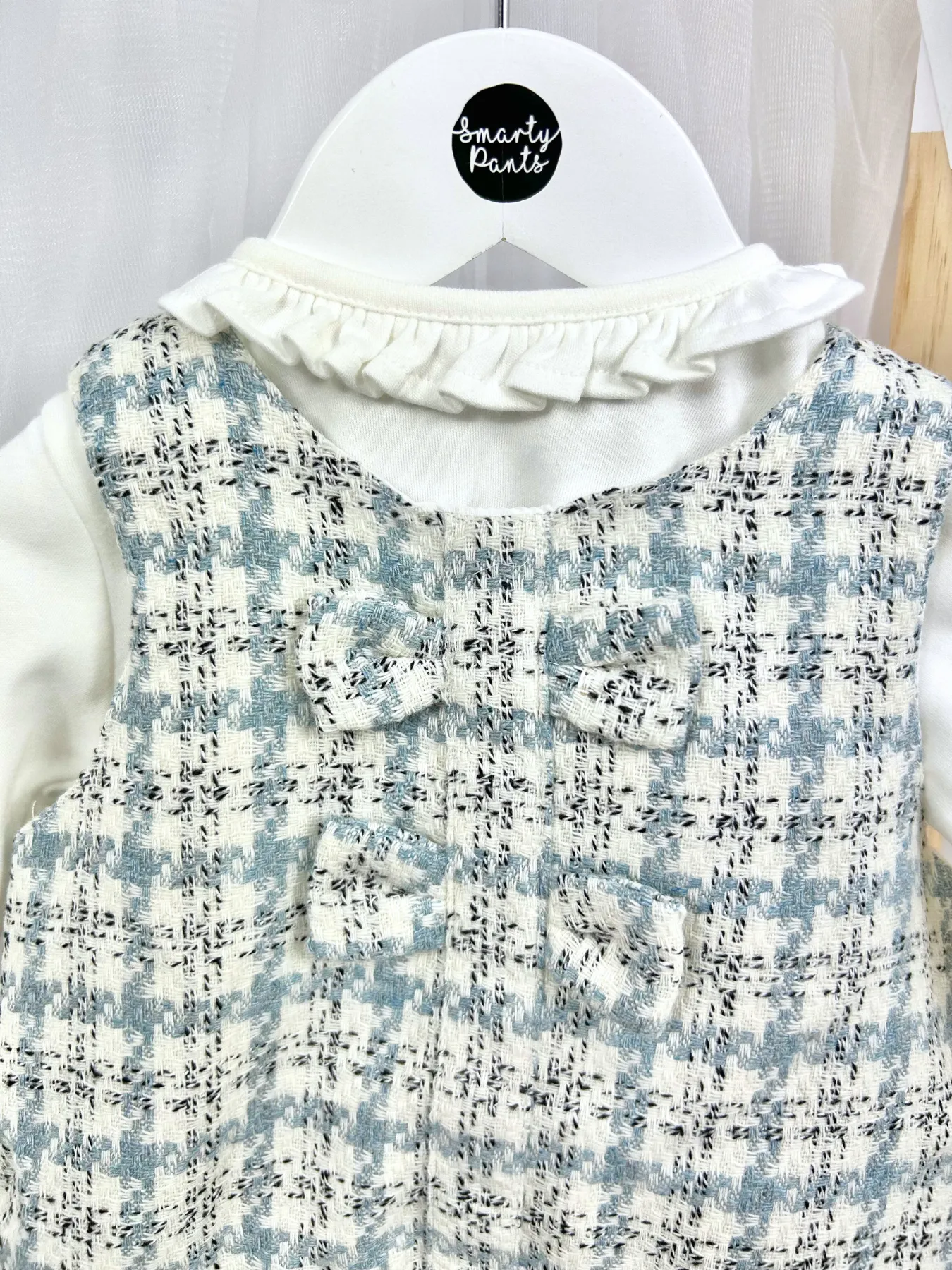 Pastels & Co Cath Dogtooth Pinafore Dress - Blue