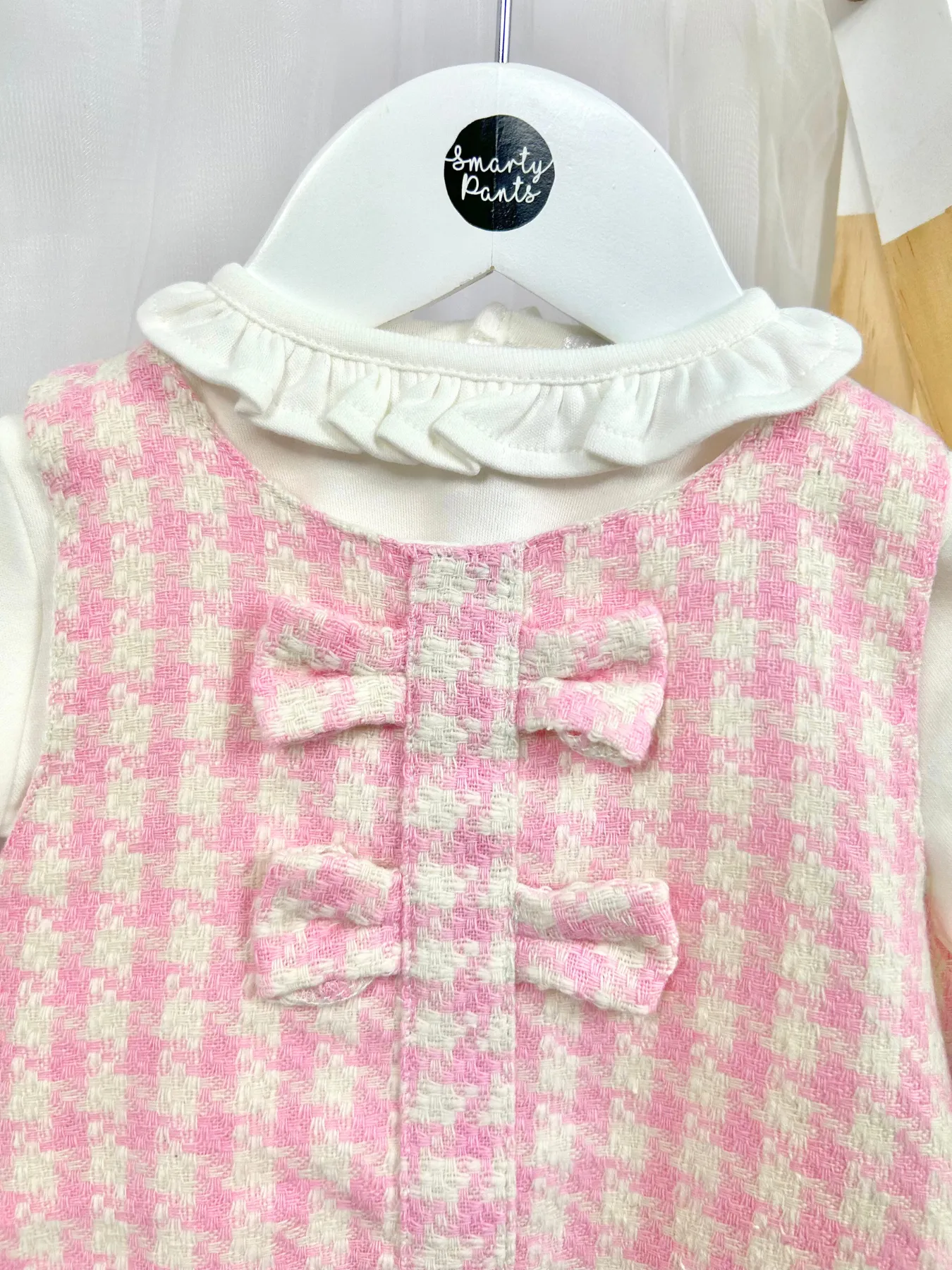 Pastels & Co Cath Dogtooth Pinafore Dress - Pink