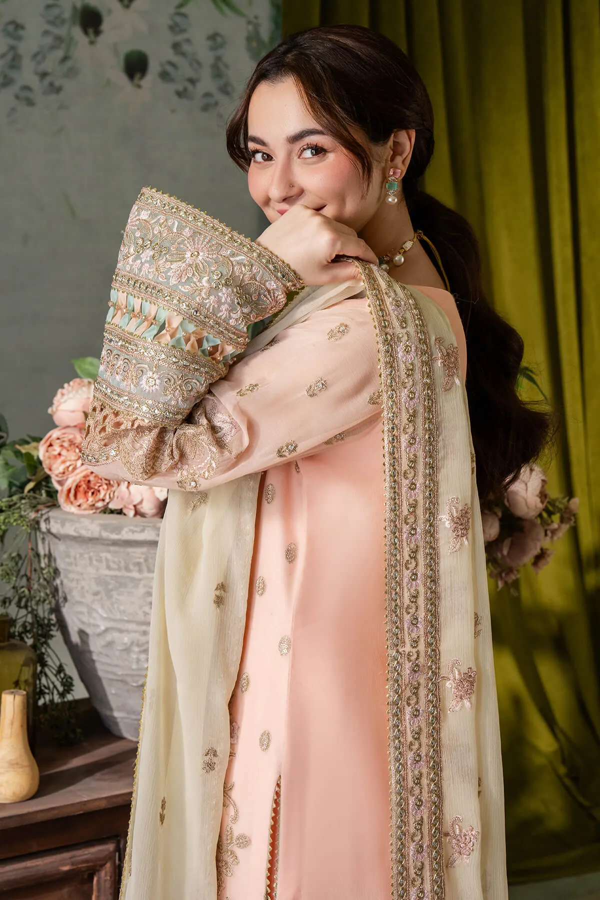 Peach Shade Salwar Suit Embroidered Pakistani Salwar Kameez Dupatta