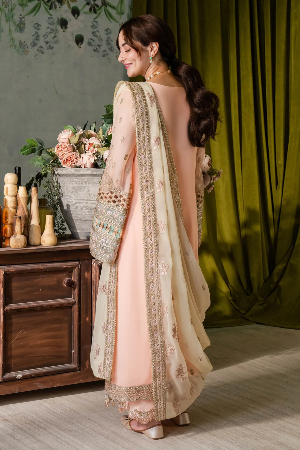 Peach Shade Salwar Suit Embroidered Pakistani Salwar Kameez Dupatta