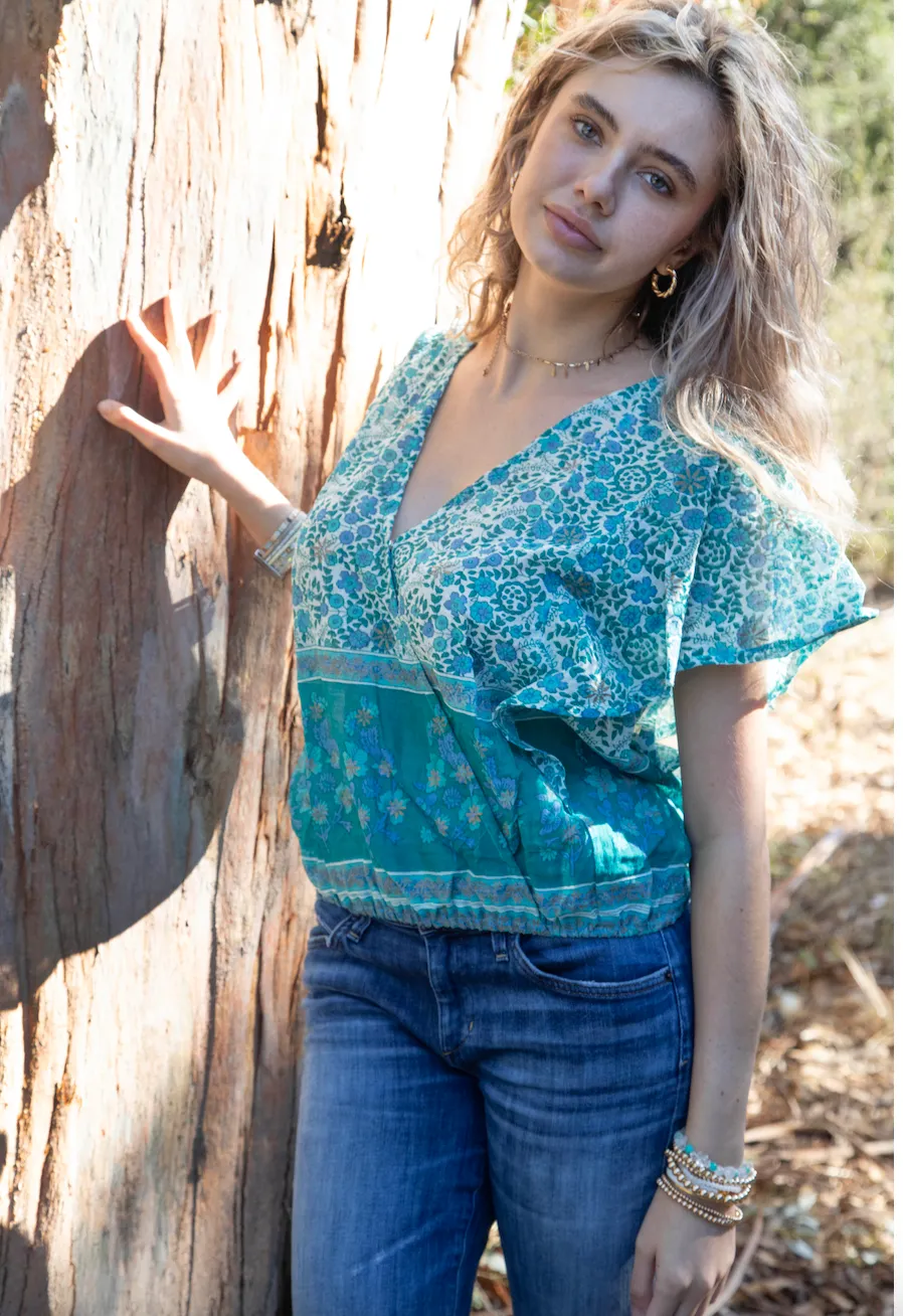 Penny Printed Crop Top Emerald