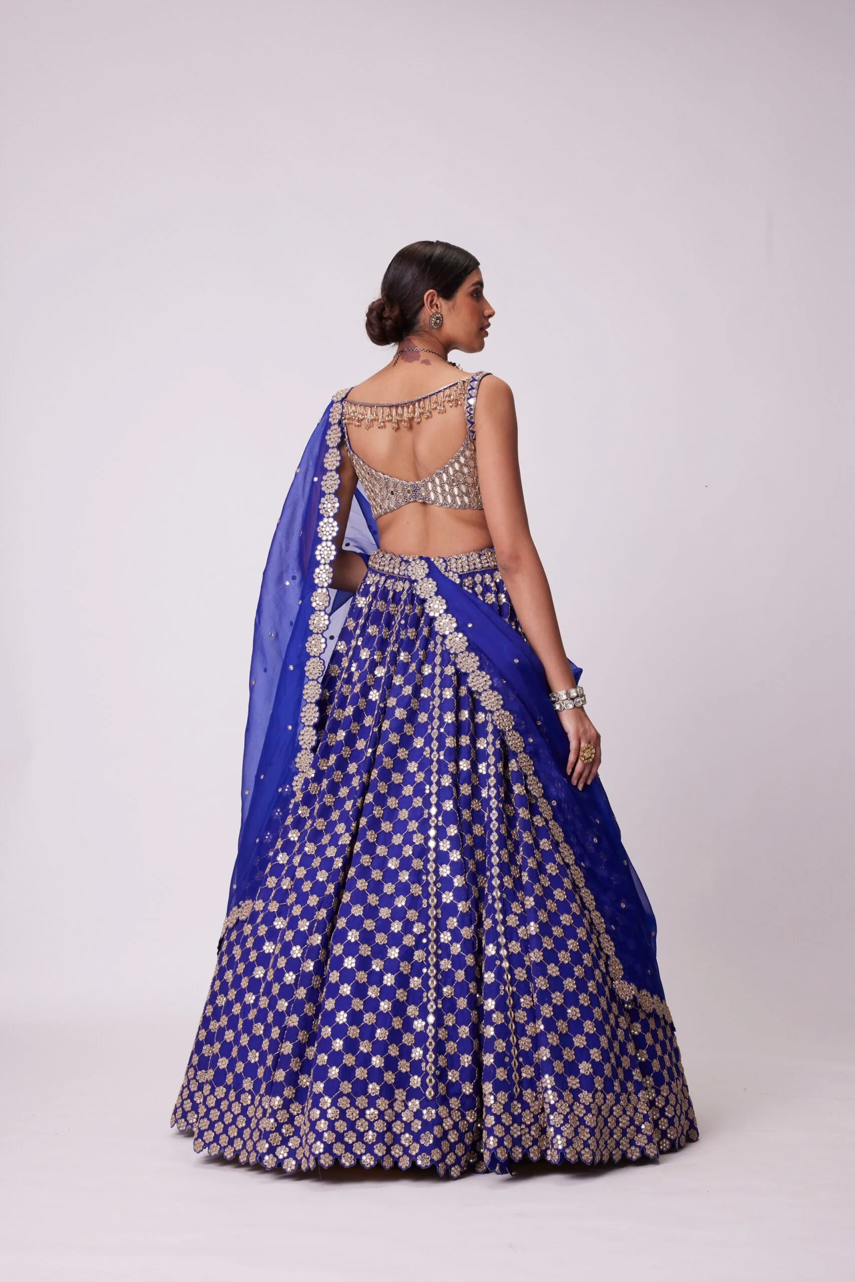 Persian Blue Flower Lehenga Set