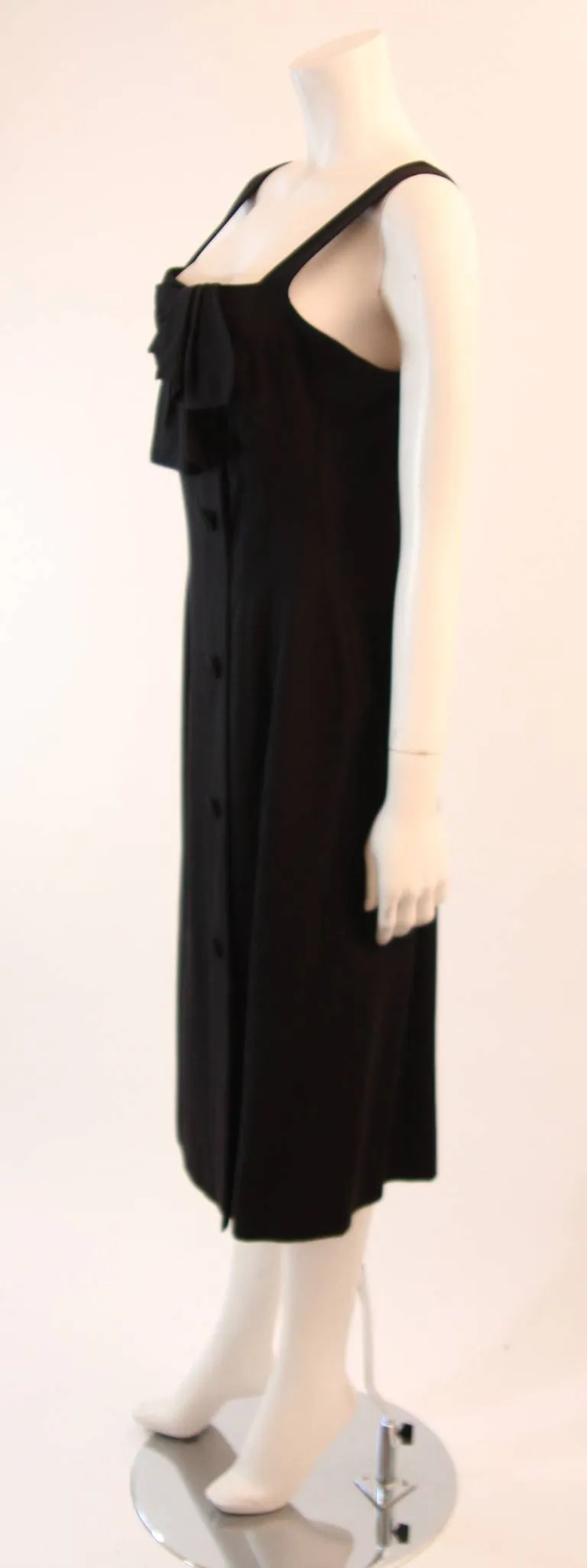 PIERRE BALMAIN Couture Black Linen Dress with Bow Accent