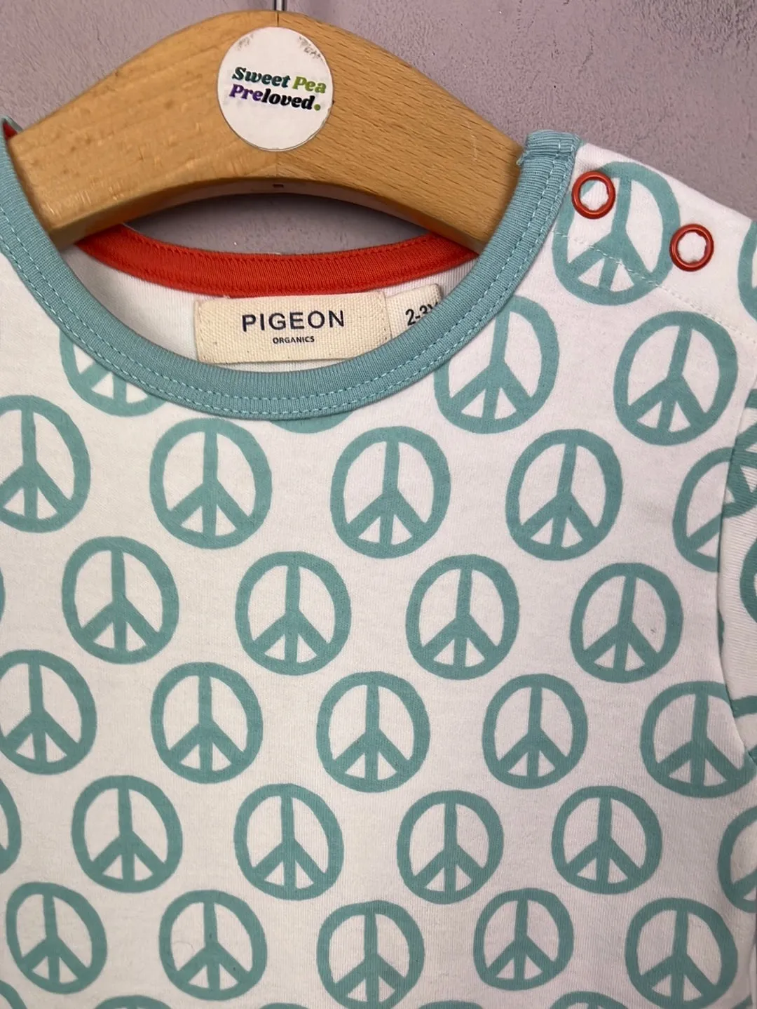 Pigeon Organics Turquoise Peace T-shirt New 2-3y