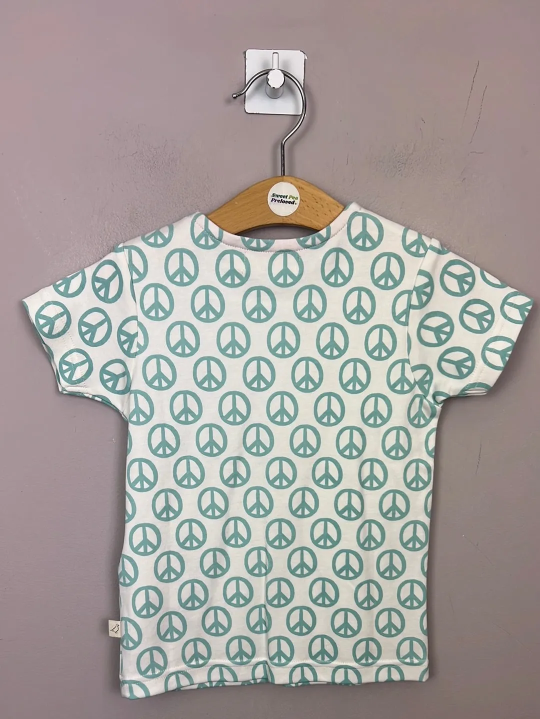 Pigeon Organics Turquoise Peace T-shirt New 2-3y