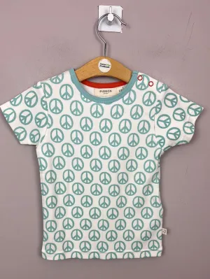 Pigeon Organics Turquoise Peace T-shirt New 2-3y