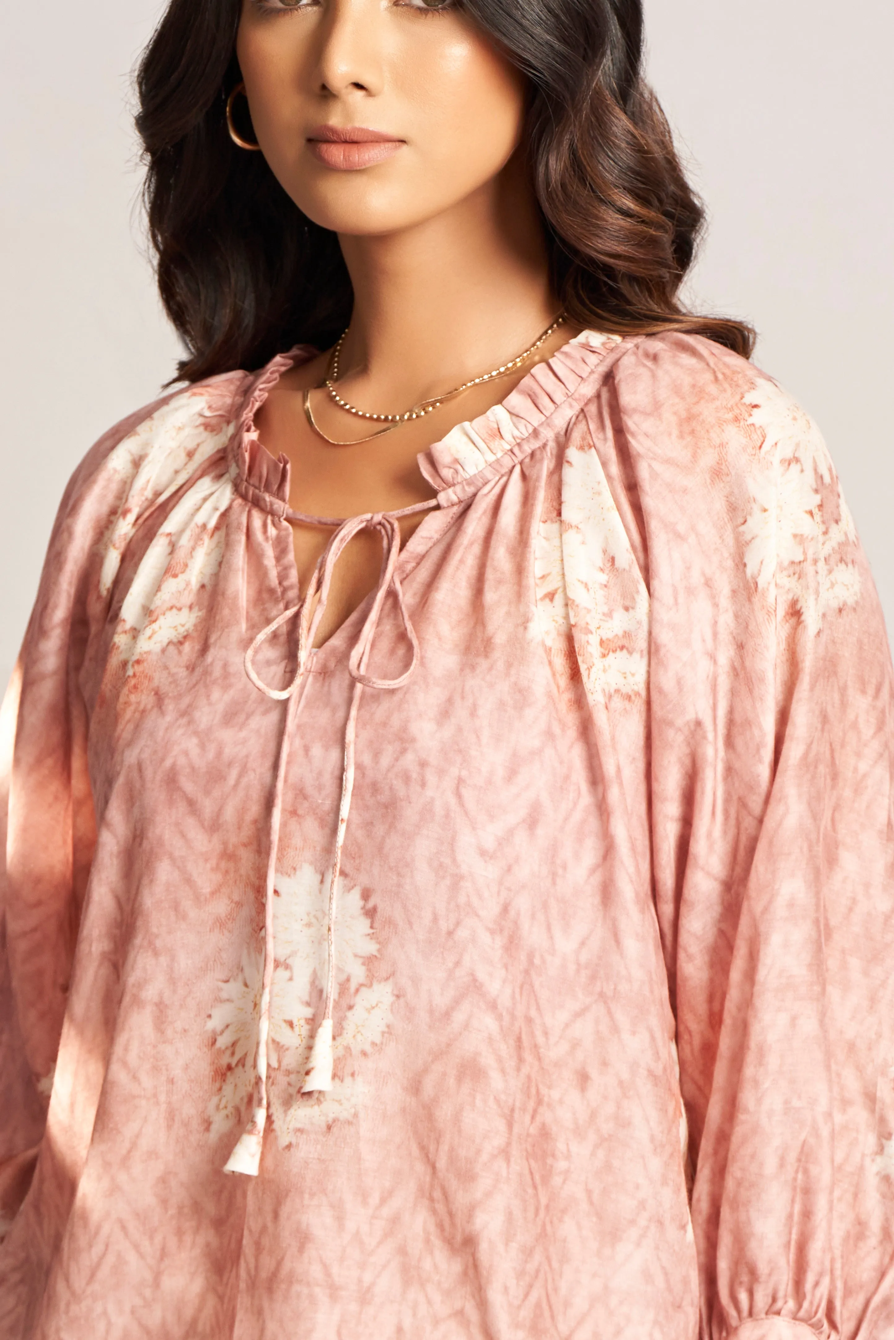 Pink Digital Printed Natura Viscose Top
