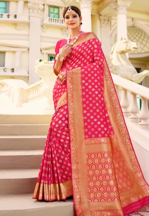Pink Indian Banarasi Silk Saree