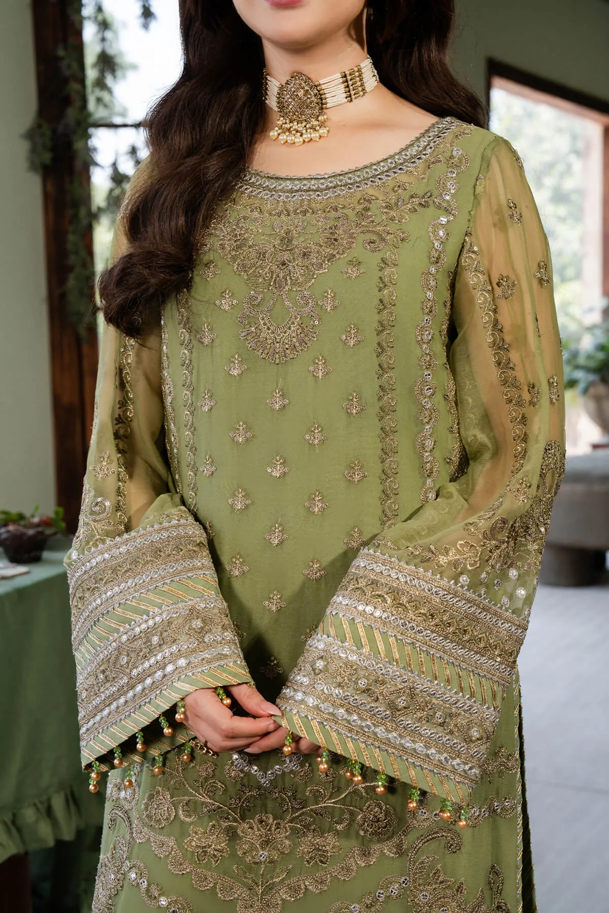 Pistachio Green Embroidered Pakistani Salwar Kameez Dupatta Suit