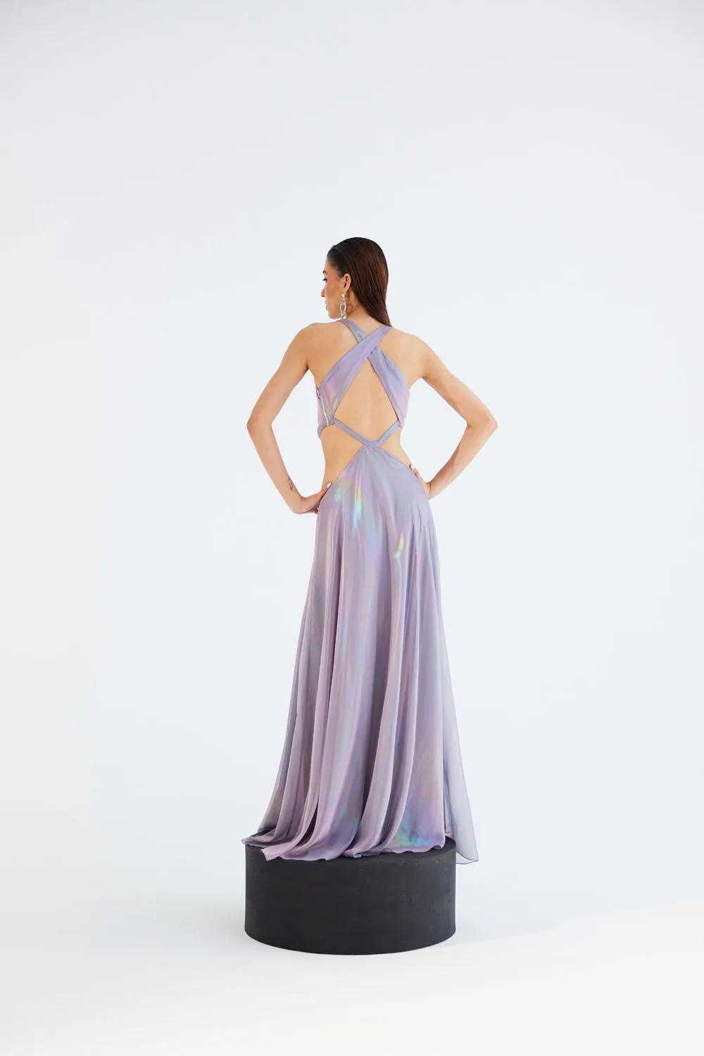 Plunging Neck Draped Dress