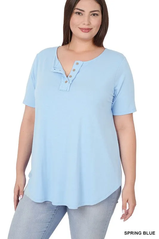 PLUS Short Sleeve Button Down Top