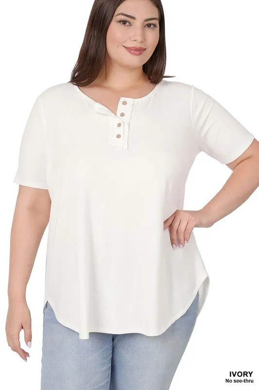 PLUS Short Sleeve Button Down Top