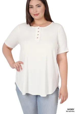 PLUS Short Sleeve Button Down Top