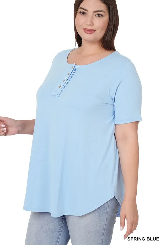 PLUS Short Sleeve Button Down Top