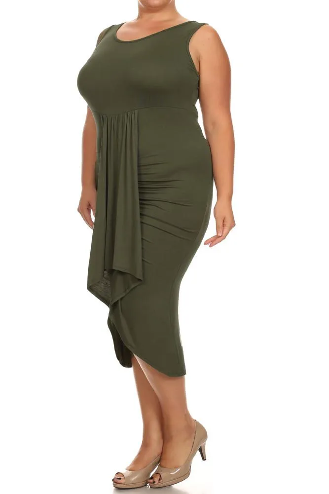 Plus Size Bella Draped Knit Midi Dress