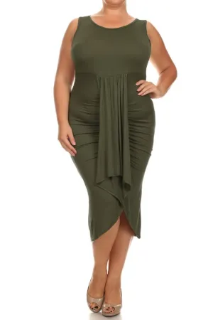 Plus Size Bella Draped Knit Midi Dress