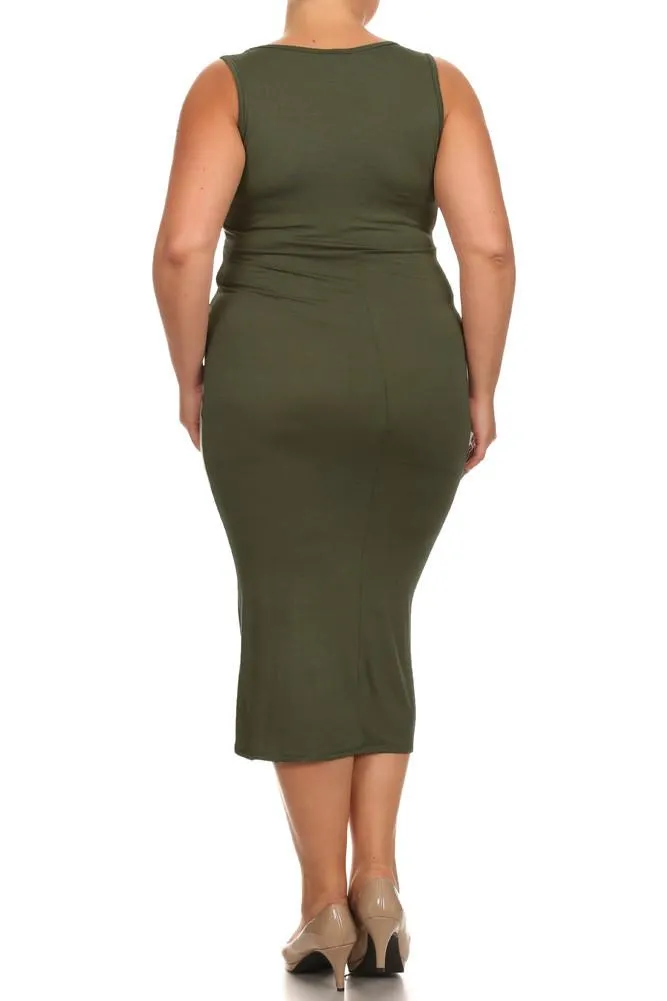 Plus Size Bella Draped Knit Midi Dress