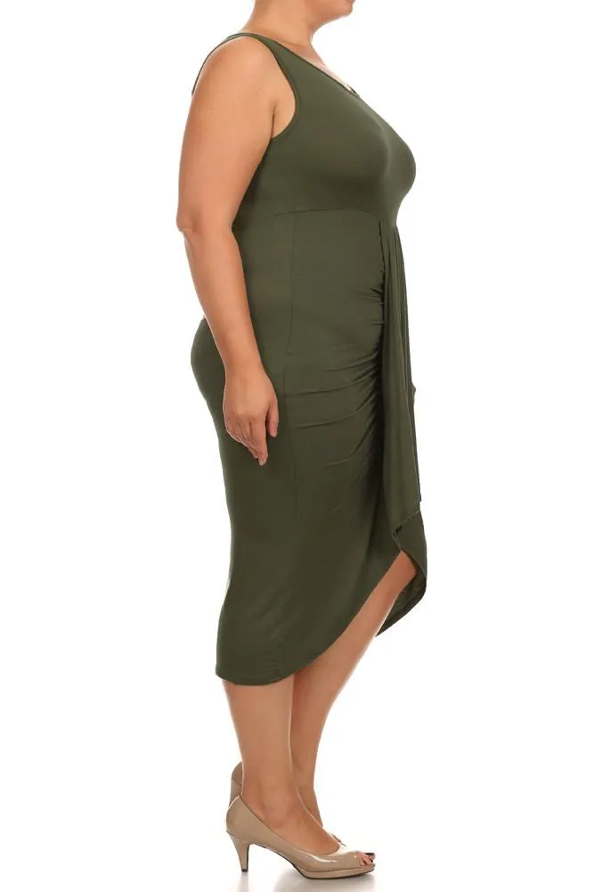Plus Size Bella Draped Knit Midi Dress