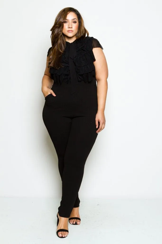Plus Size Glam Ruffled Top Jumpsuit [SALE]