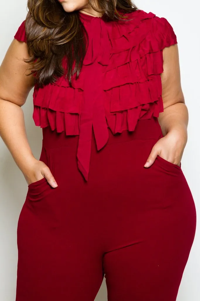 Plus Size Glam Ruffled Top Jumpsuit [SALE]
