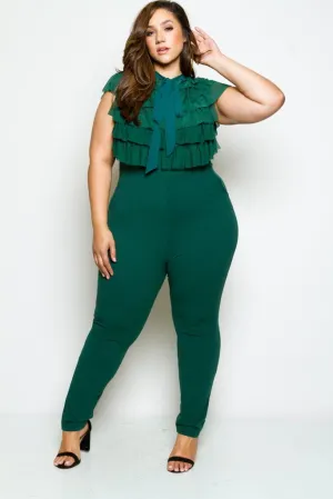 Plus Size Glam Ruffled Top Jumpsuit [SALE]