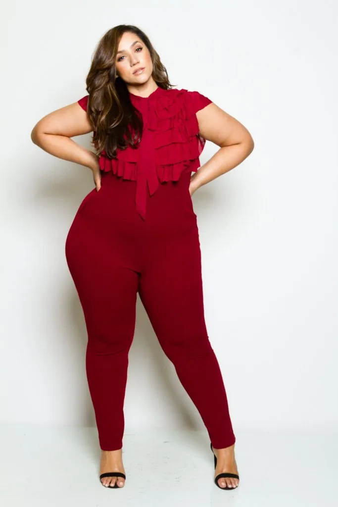 Plus Size Glam Ruffled Top Jumpsuit [SALE]