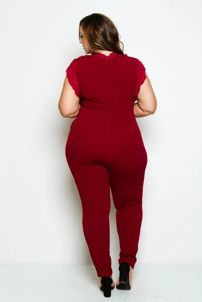 Plus Size Glam Ruffled Top Jumpsuit [SALE]