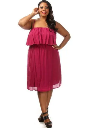 Plus Size Glam Ruffled Tube Top Dress