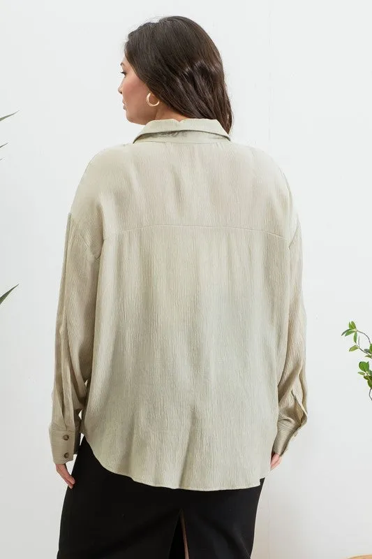 PLUS TEXTURED BUTTON DOWN TOP