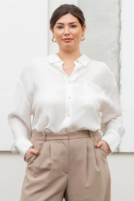 PLUS TEXTURED BUTTON DOWN TOP